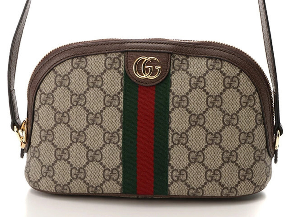 Gucci Ophidia Shoulder Pouch Clutch Beige Cream Brown Calfskin